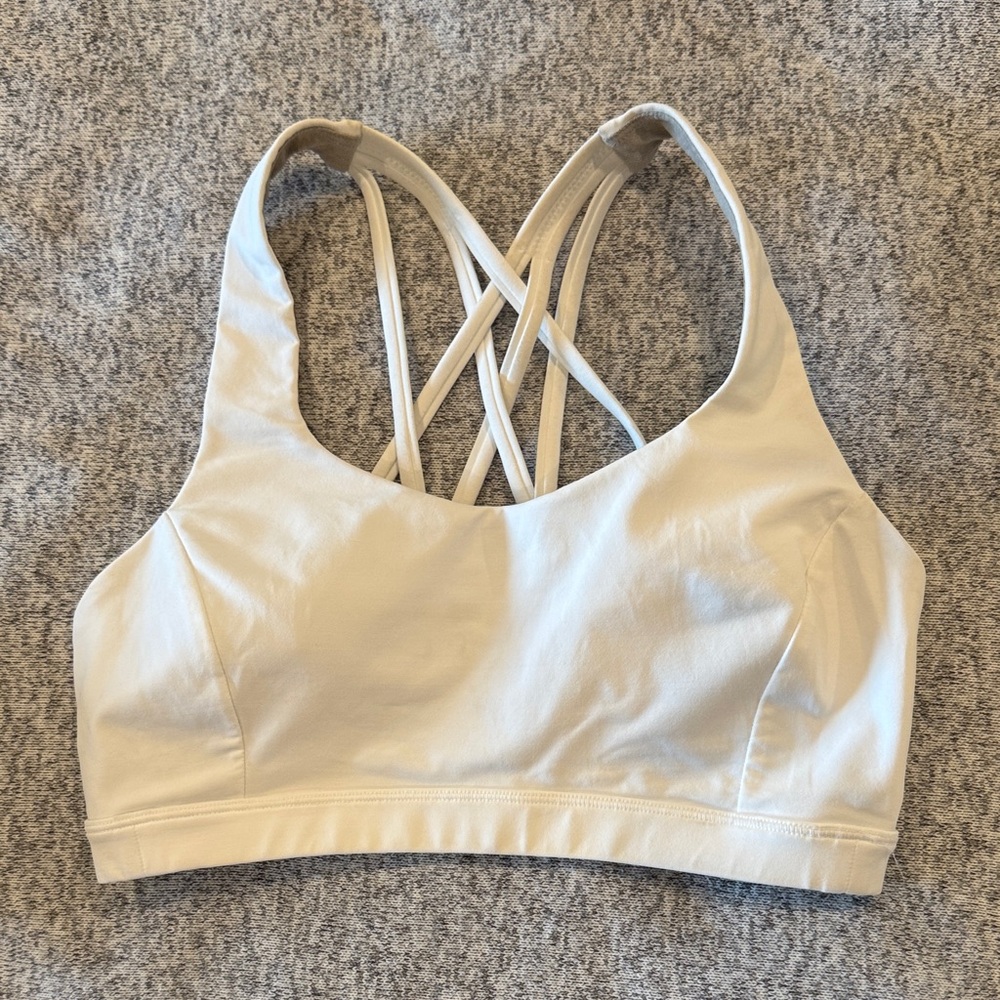 Women's white Strappy Sports Bra